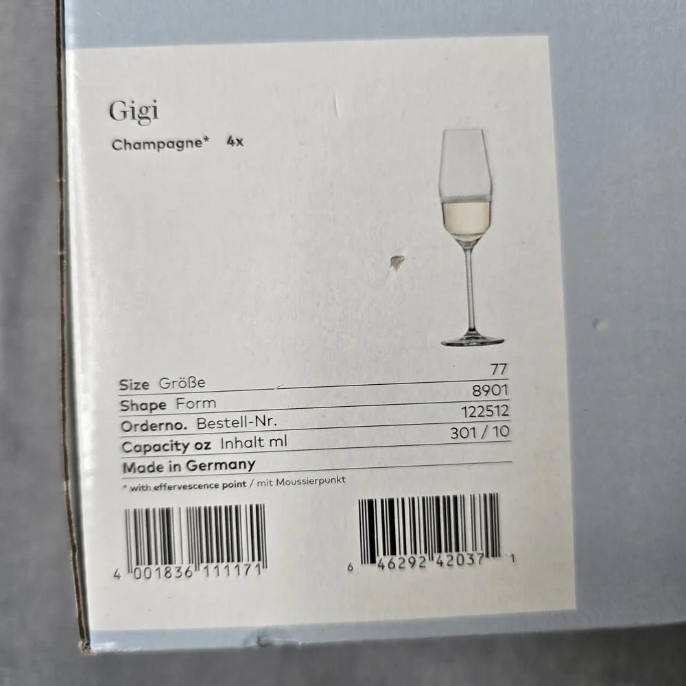 Zwiesel Glas Gigi Champagne Glasses Set of 4 Tritan Crystal‎ Made in Germany NIB